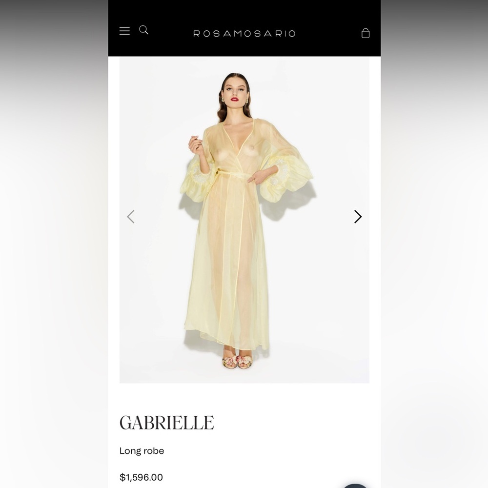 Rosamosario 100% Silk Chiffon Persephone Luxury Italian Robe Dramatic Sleeve - Picture 12 of 17